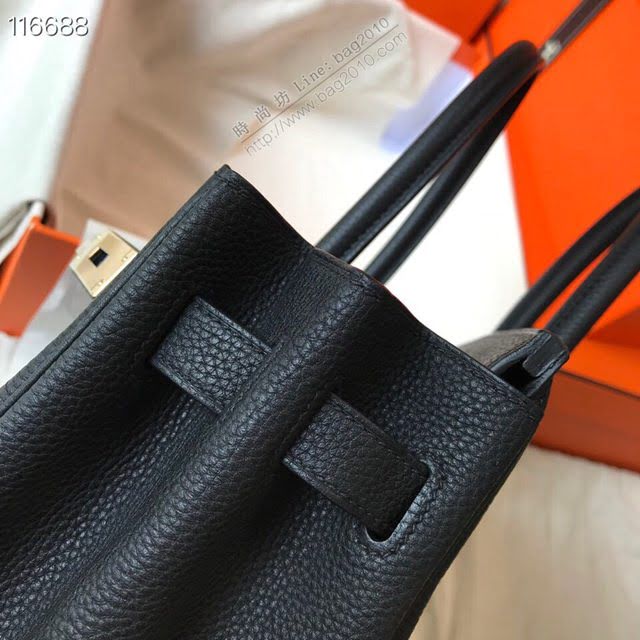 Hermes女包 愛馬仕Birkin Hermes鉑金包 togo小牛皮 黑色 金銀扣 Hermes手提女包  am1833